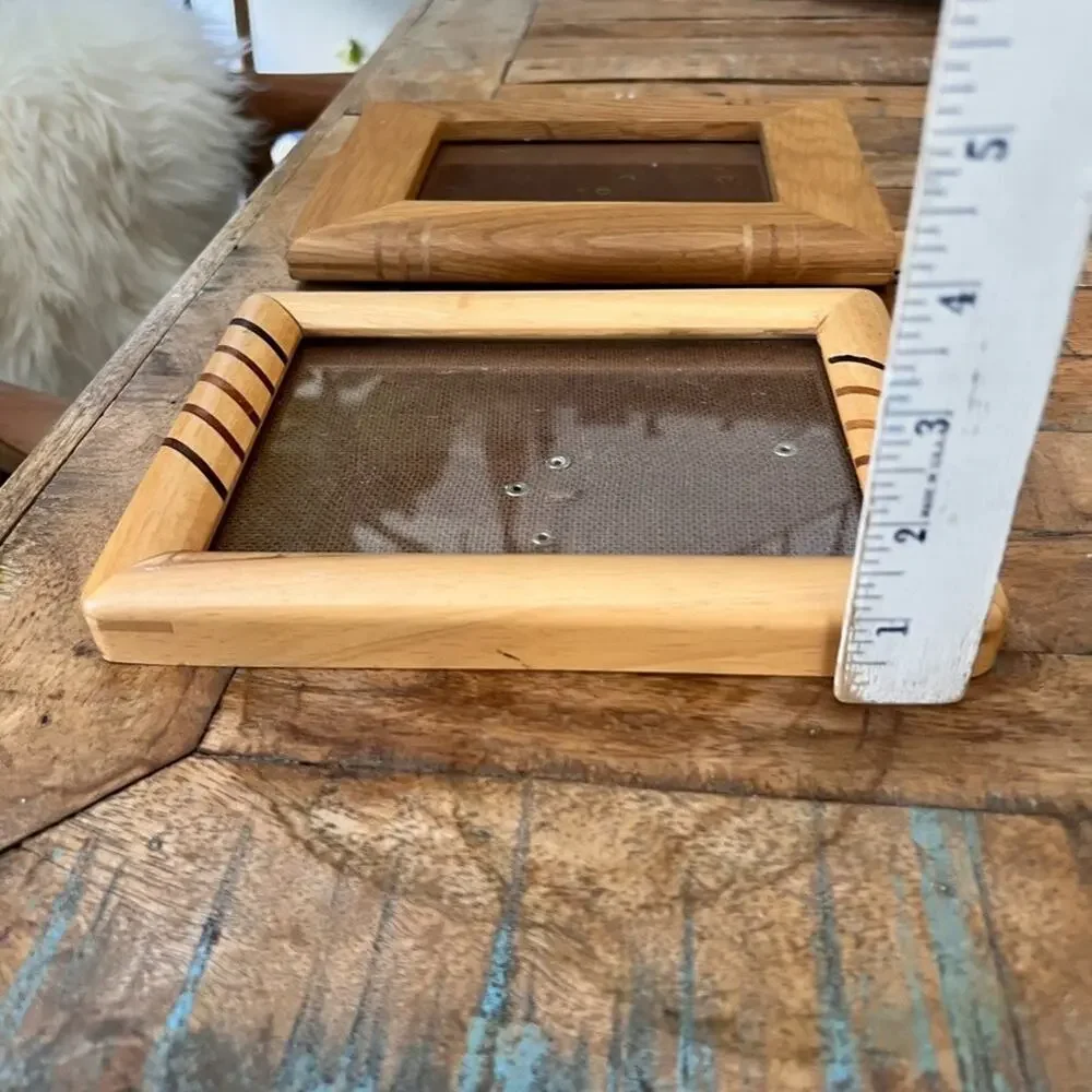 Handcrafted Wooden Inlay Design Picture Frames Set of 2 Modern Minimalist